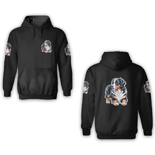 Bernese Mountain Dog Watercolor 3D Hoodies