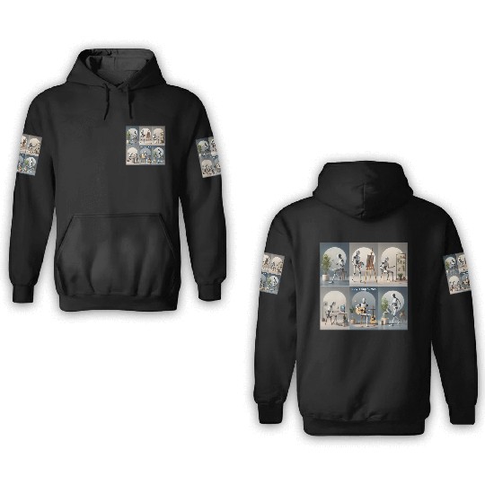 Robot Busy Being Human 3D Hoodies