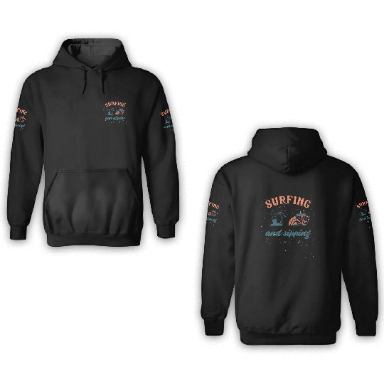 Surfing and Sipping Coffee Loving Surfers 3D Hoodies