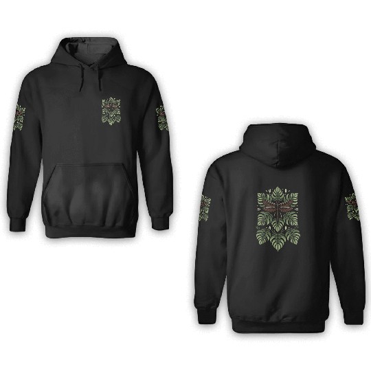 Dragon Fly on Monstera 3D Hoodies