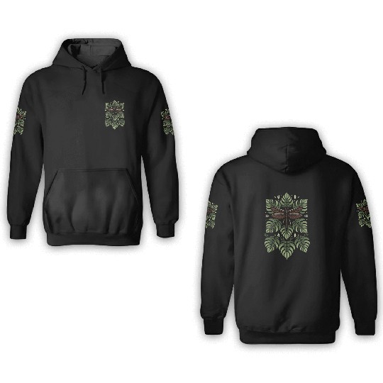 Dragon Fly on Monstera 3D Hoodies