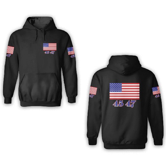 Patriotic American Flag with Bold Numbers 3D Hoodies