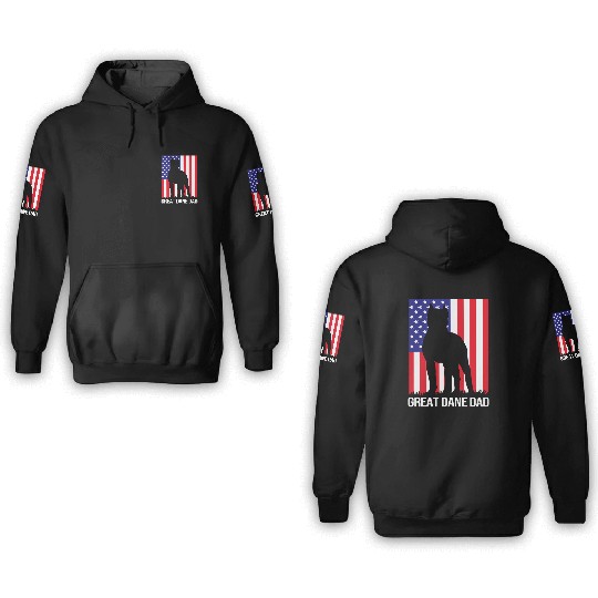 4th Of July US Flag Dog Dad Great Dane Dad 3D Hoodies