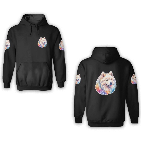 Samoyed Dog Watercolor 3D Hoodies