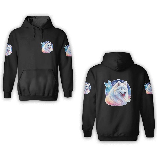 Samoyed Dog Watercolor 3D Hoodies