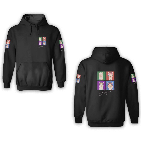 Four squares Alpaca 3D Hoodies