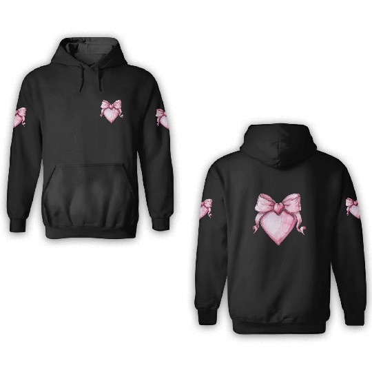 Heart with a pink bow 3D Hoodies