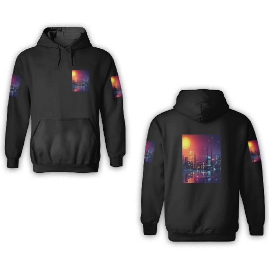 Retro Cityscape 3D Hoodies