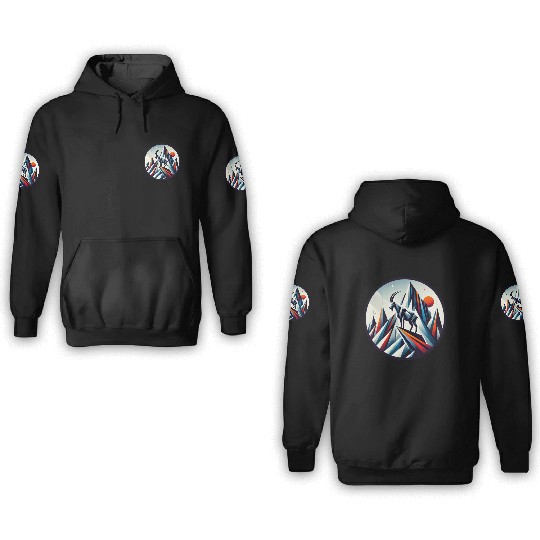 Abstract mountain goat 3D Hoodies