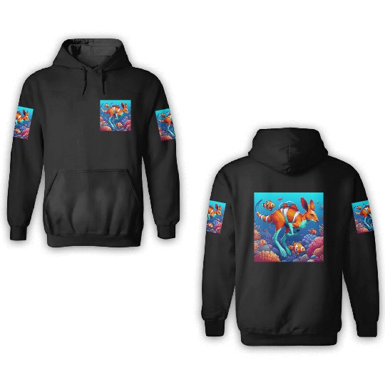 The kangaroo-clown fish 3D Hoodies