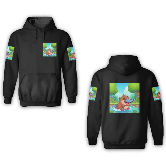 The hippo-platypus 3D Hoodies