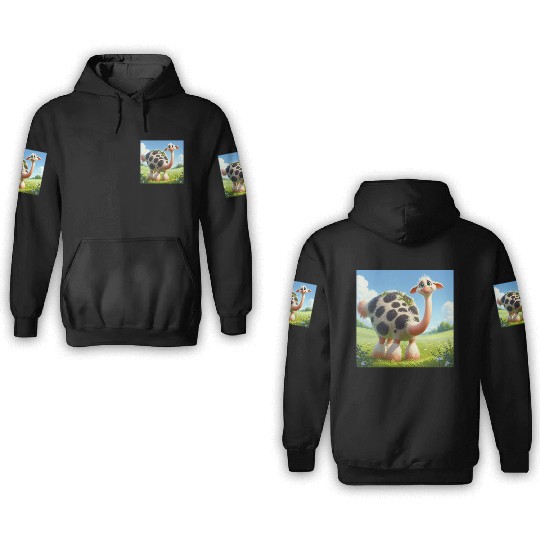 The ostrich-cow 3D Hoodies