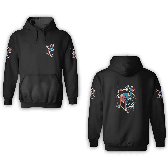 Geometric Kangaroo Art Colorful Abstract 3D Hoodies