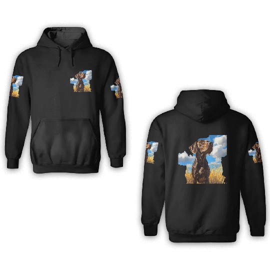 German Shorthaired Pointer Watercolor Picture 3D Hoodies