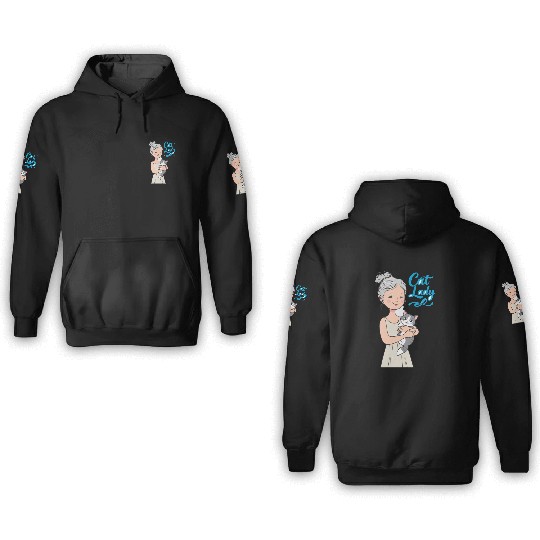 cat lady 3D Hoodies