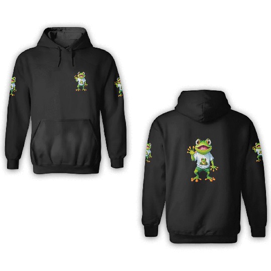 Green Happy Frog 3D Hoodies