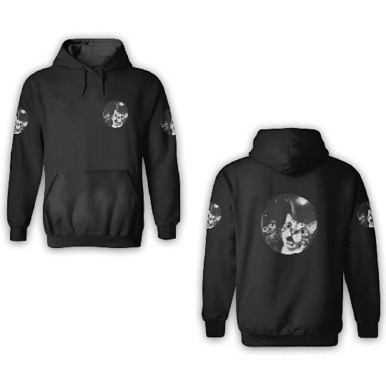 Double Surprised Cats in Vintage Black and White 3D Hoodies
