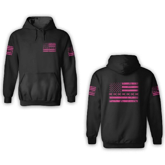 Pink Ribbon American Flag Breast Cancer 3D Hoodies