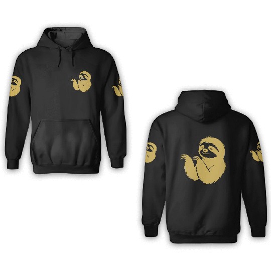 Cool sloth silhouette portrait face head 3D Hoodies