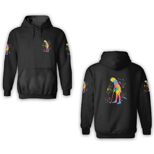 Golfer Colorsplash Kids Miniature Golf 3D Hoodies