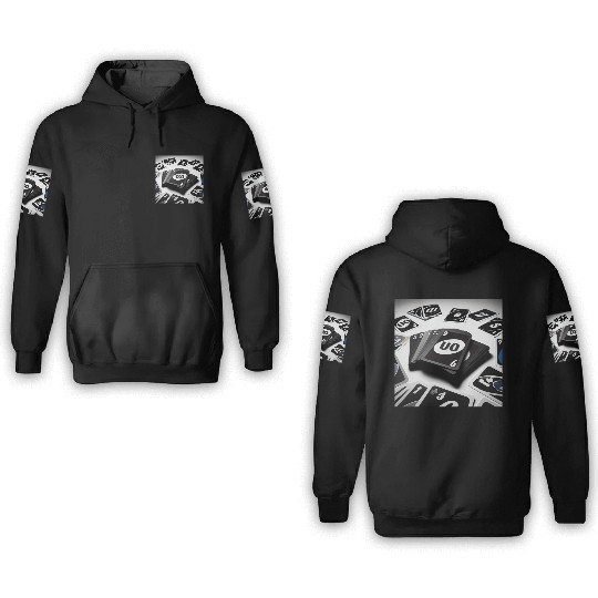 Black Uno Cards 3D Hoodies