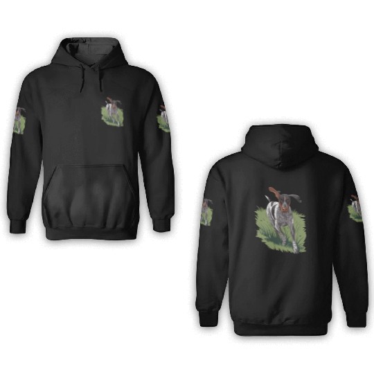 German Shorthaired Pointer Running In Field 3D Hoodies