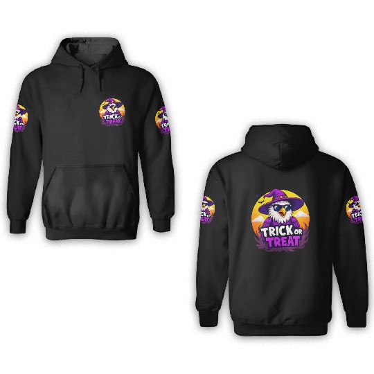 "Trick or Treat" Eagle: Spooky Halloween Fun! 3D Hoodies