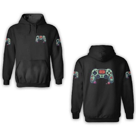 Zombie Brain-Themed Green Controller 3D Hoodies
