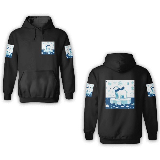 Polar Bear in Winter Wonderland 3D Hoodies