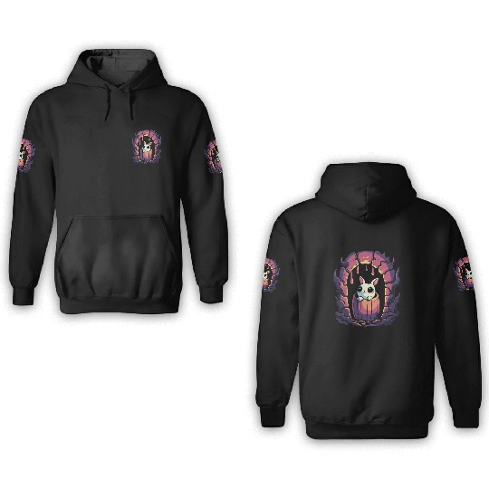 Cute Dungeon Bunny in a Barrel 3D Hoodies