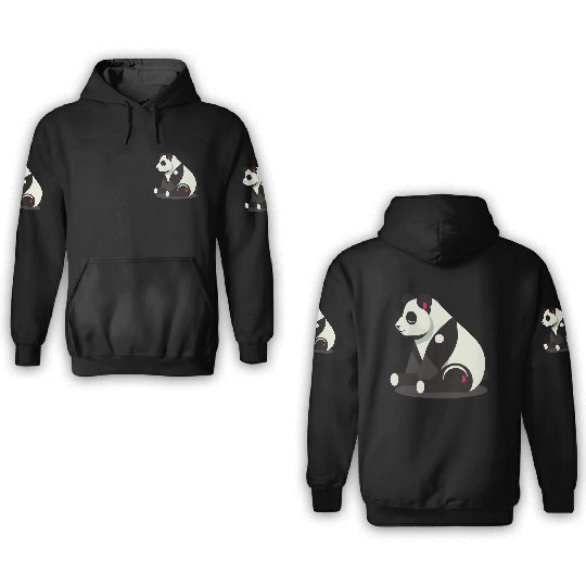 Geometric Panda - Minimalist and Cute 3D Hoodies