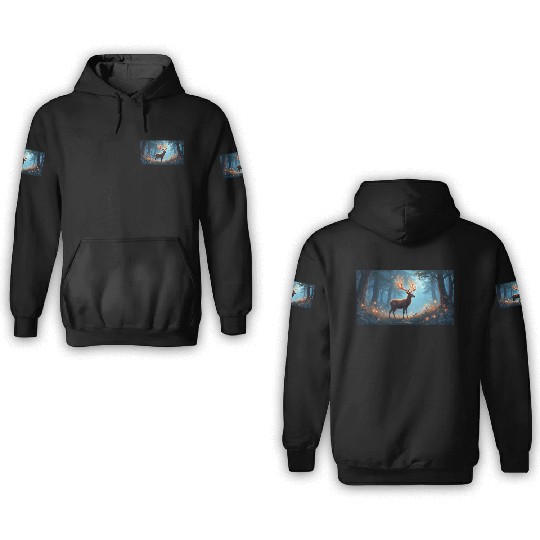 Enchanted Deer in a Forest 3D Hoodies