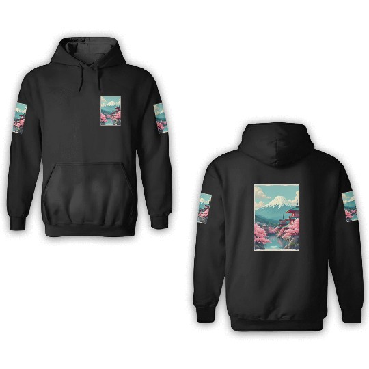 Serenity Beneath Mount Fuji 3D Hoodies