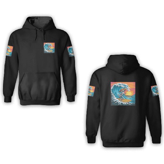 Surfing Skeleton Vibes Surfing Lifestyle Retro 3D Hoodies