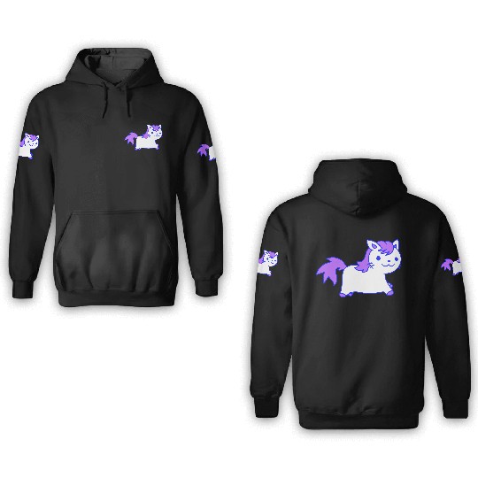 Little Pony Cat Face Little Small Horse Riding Fun 3D Hoodies