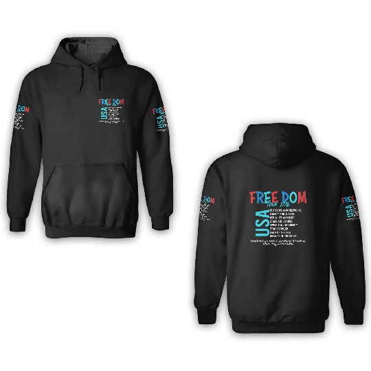 USA Free Dom tour 1776 3D Hoodies