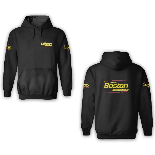 Boston Massachusetts Design Modern Sports Yellow 3D Hoodies