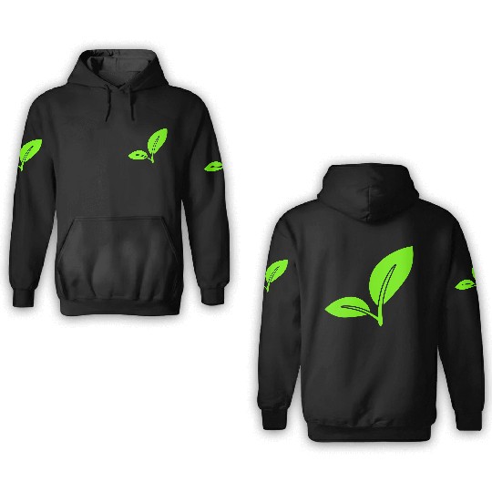 2 Green Beautiful Leaves Eco Spring Summer Nature 3D Hoodies