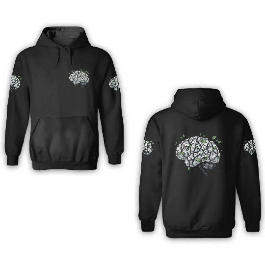 AI Ethics Mechanical Brain with Vines 3D Hoodies