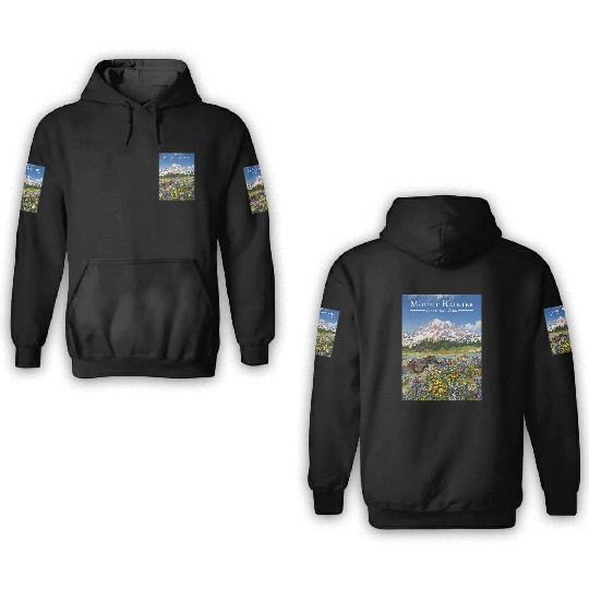 Mount Rainier Paradise Meadows 3D Hoodies