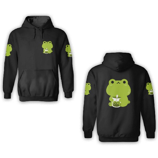 Green Boba Frog 3D Hoodies