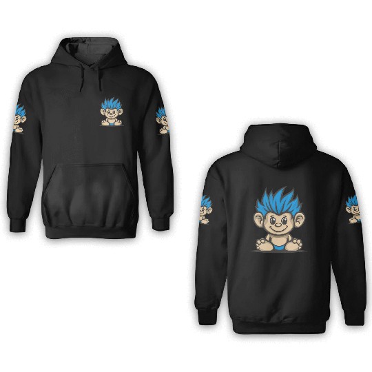 Blue Haired Cute Chibi Monkey 3D Hoodies