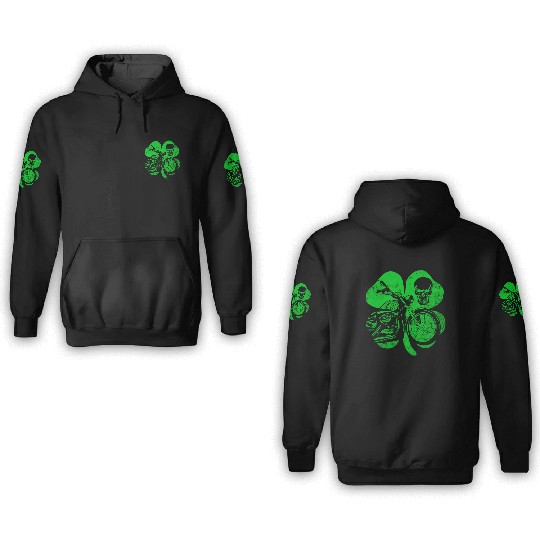 Motorcycle St Patricks Day Biker Skull 3D Hoodies