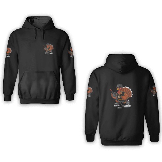 thanksgiving turkey hockey player 3D Hoodies