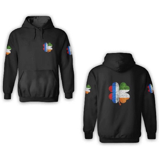Russian Irish Shamrock Russia Ireland Flag 3D Hoodies