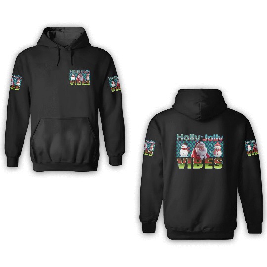 Holly Jolly Vibes Christmas Design 3D Hoodies