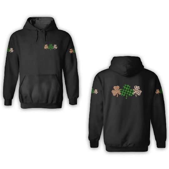 St Patricks Day Lucky Irish Green Plaid Shamrock 3D Hoodies