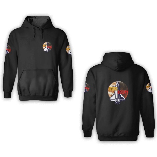 Mars Occupy -Rocket & Planet Space Design 3D Hoodies