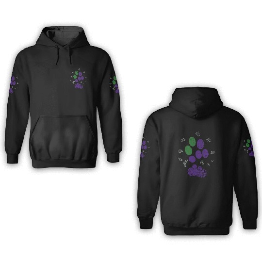 AroAce Cat Paw Prints 3D Hoodies