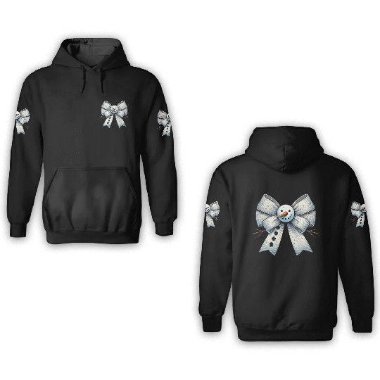 Snowman Coquette Bow, Merry Christmas 3D Hoodies